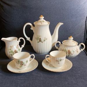 Vintage made in Japan porcelain pine cone demitasse tea set